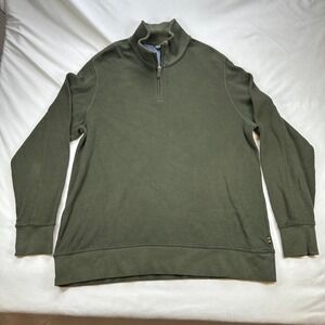 Eddie Bauer Mens 2XL‎ Quarter Zip Pullover Sweater  Grandpa Olive Green Cottage